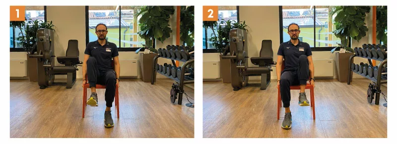 esercizio marcia sul posto seduto 