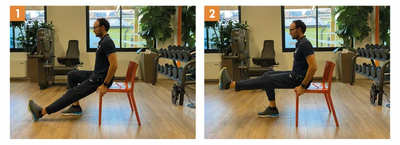 esercizio slancio gambe prima destra poi sinistra 