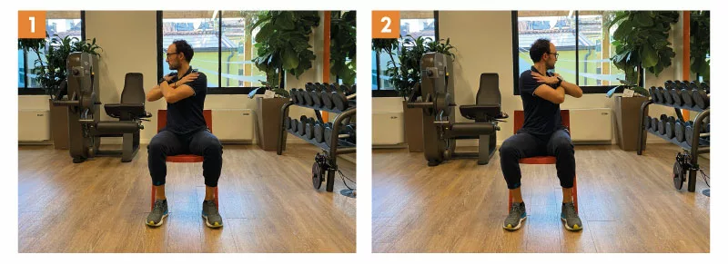 esercizio della torsione del busto a sinistra e a destra